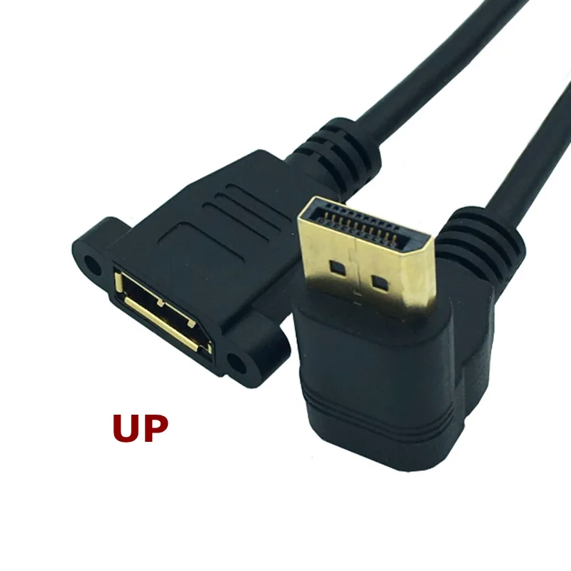 Adaptador de cable de extensión de montaje en panel Displayport, codo de ángulo de 90 grados, 30cm, HD DP, 1,4 V, macho a tornillo de enchufe de autobús, 2K @ 144Hz - imagen 3