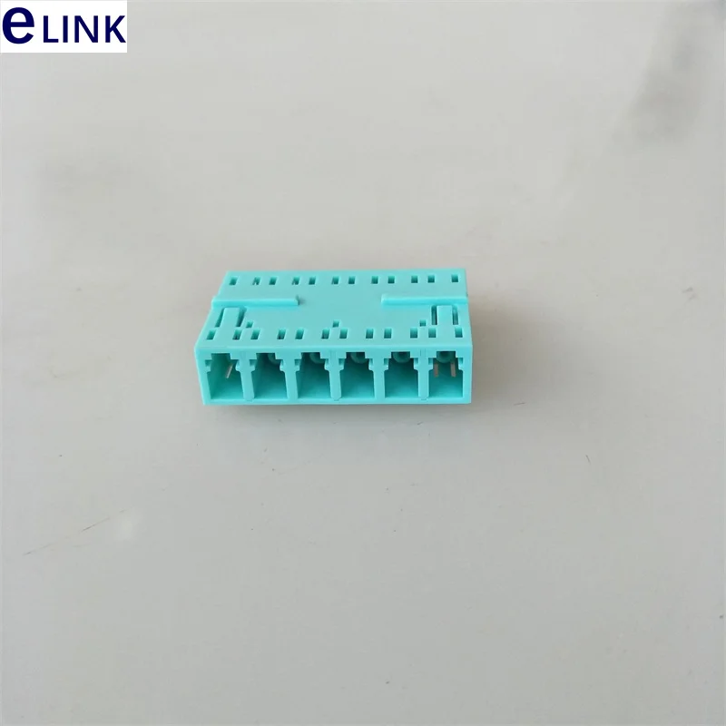 Adaptador LC adaptador de fibra óptica de 6 núcleos 100 Uds OM3 LC/APC acoplador de fibra óptica verde agua conector ftth adaptador de 6 puertos - imagen 2
