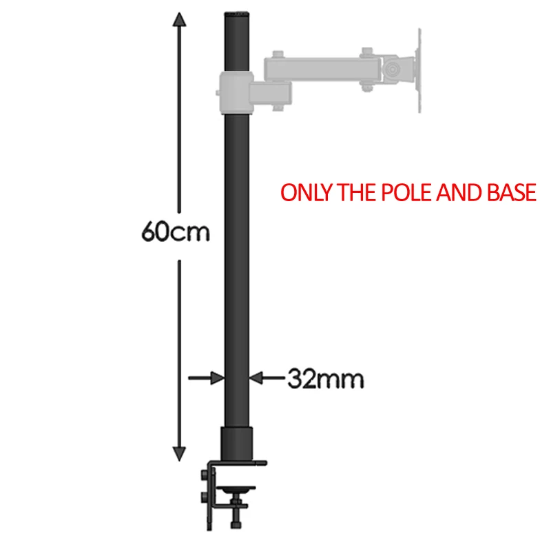 DL-T801L-soporte individual de escritorio para tv, montaje en mesa lcd de 10-27 pulgadas, de acero, 60cm de alto, VESA100X100, 75x75