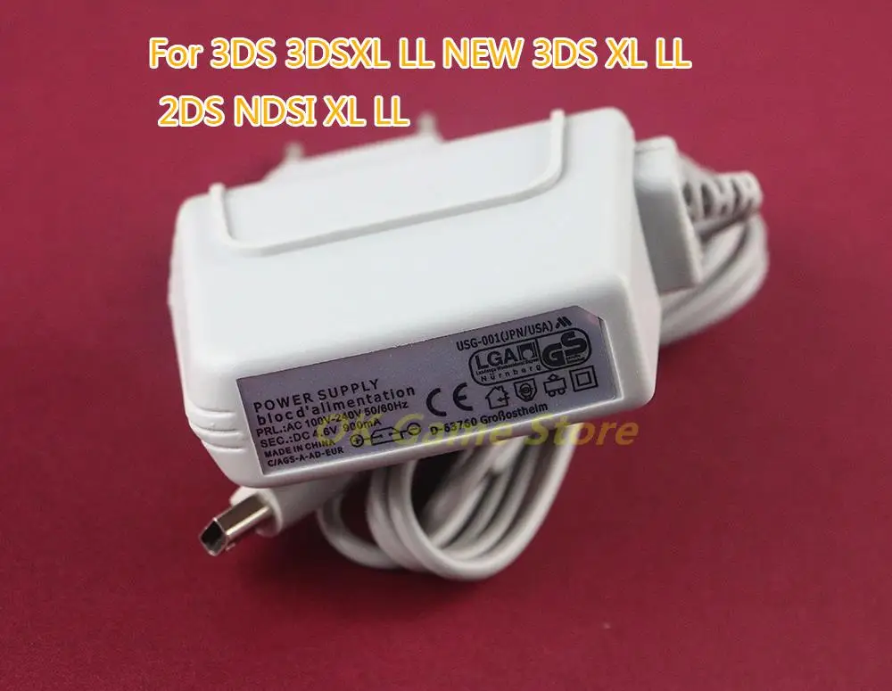 10 unids/lote enchufe de la UE para el nuevo cargador 3DS XL LL adaptador de corriente alterna para controlador NDSI XL LL 2DS 3DS 3DS XL LL