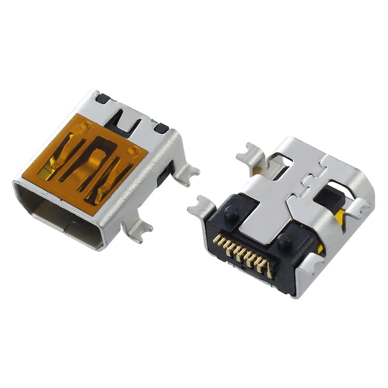 10 Uds hembra Mini USB tipo B 10 pines SMT SMD montaje conector puerto boca plana
