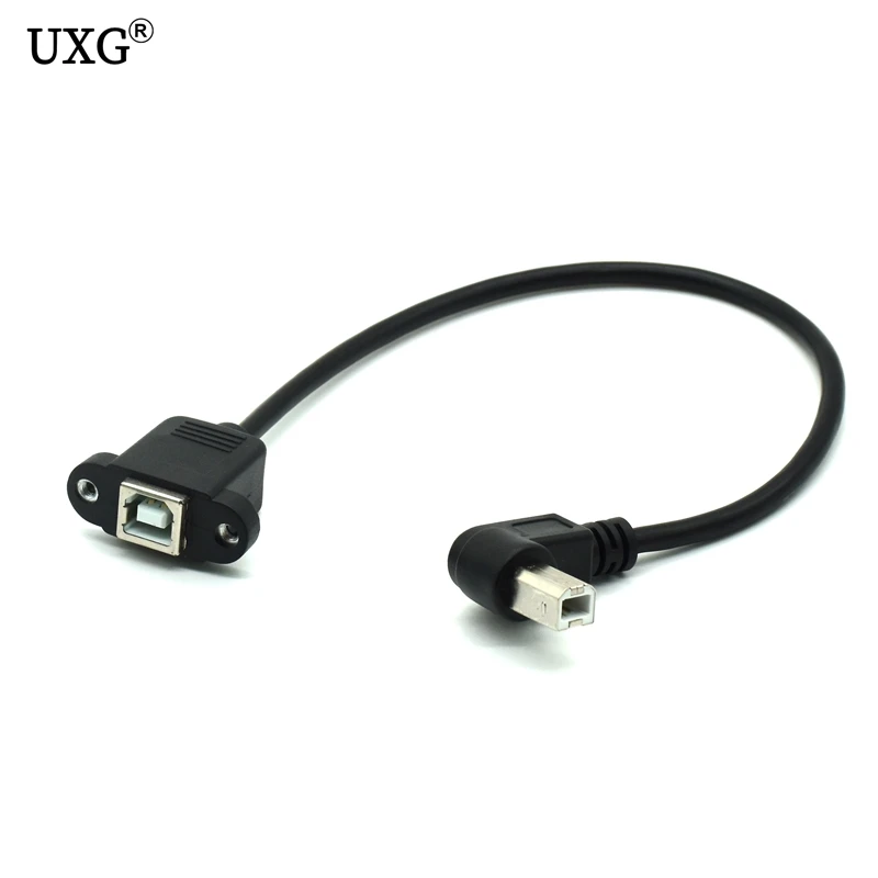 Cable de datos de extensión de ángulo recto macho a hembra, montaje en Panel para Cable de impresora con orificio de tornillo, alta velocidad, 30CM, M/F, USB 2,0 tipo B - imagen 4