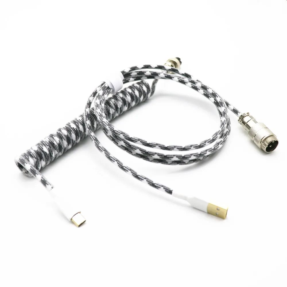 Paracord PET espiral más gruesa OD 23MM bobina teclado USB tipo C Cable en espiral elástico en forma de L Mini Micro colorido GX16 Cable Data2.0 - imagen 2