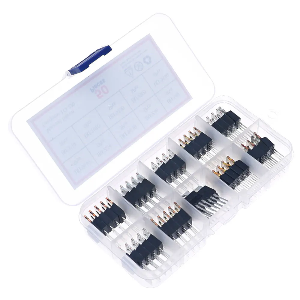 Kit de transistores Mosfet, caja de 10 valores, IRF9640, IRFZ24, IRF9630, IRFZ46, IRF540, IRF3710, IRF1010, IRF9530, IRF9540, IRF4905, 50 unidades - imagen 4