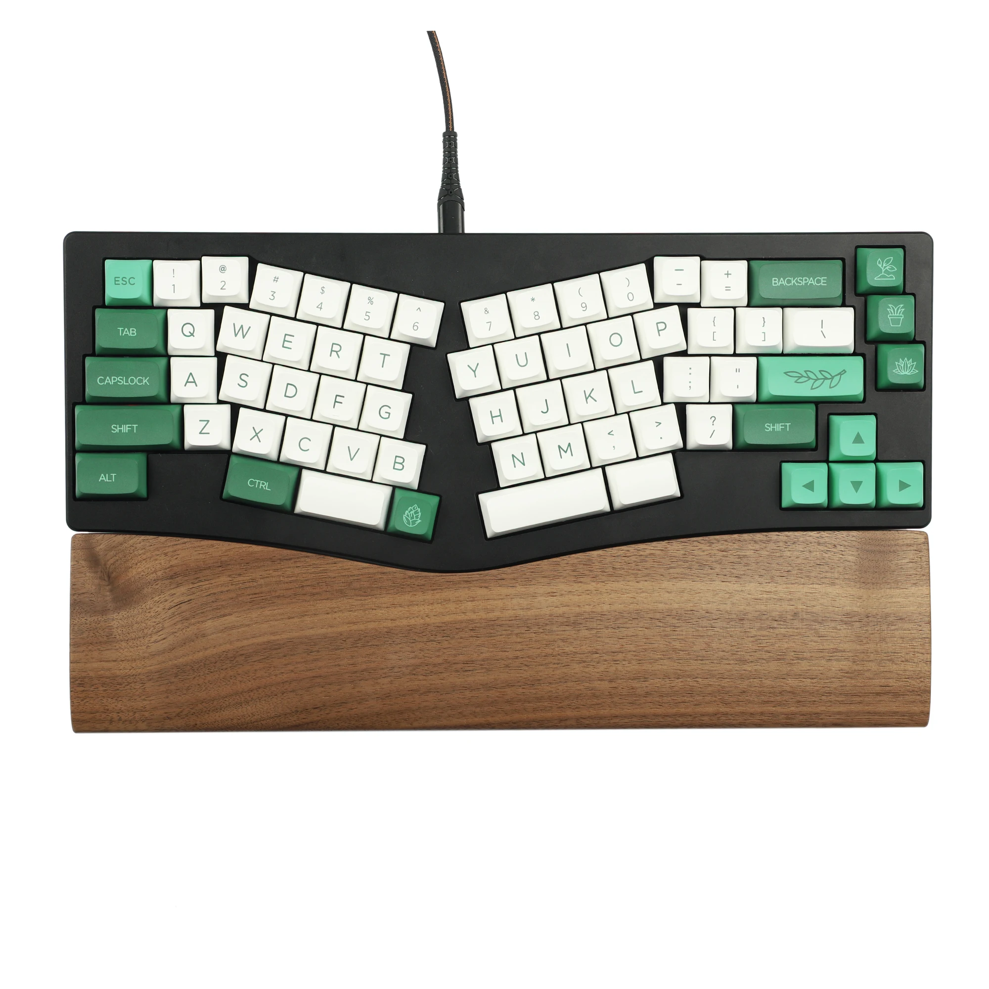 Reposamuñecas de madera maciza de nogal para teclado dividido con alas - imagen 2