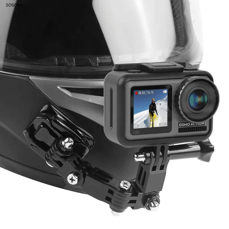Soporte adhesivo para casco de motocicleta, adaptador de montaje con botón giratorio para Gopro Hero 5, 6, 7, DJI Osmo Action Camera - imagen 2