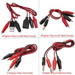 Adaptador USB a Pinzas Cocodrilo y Banana Macho Hembra