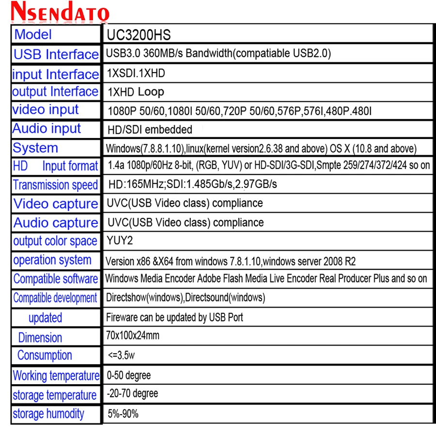 Tarjeta de captura de vídeo USB3.0 SDI 60FPS HDMI a USB 3,0 2,0, adaptador de caja de grabación de vídeo Dongle juego transmisión en vivo - imagen 3