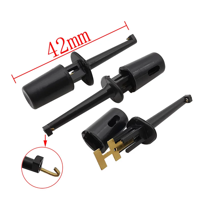 Mini gancho de prueba individual, sonda de prueba para prueba electrónica, pinza de cocodrilo redonda de tamaño pequeño, Grabber IC, 5 piezas, 42mm - imagen 5