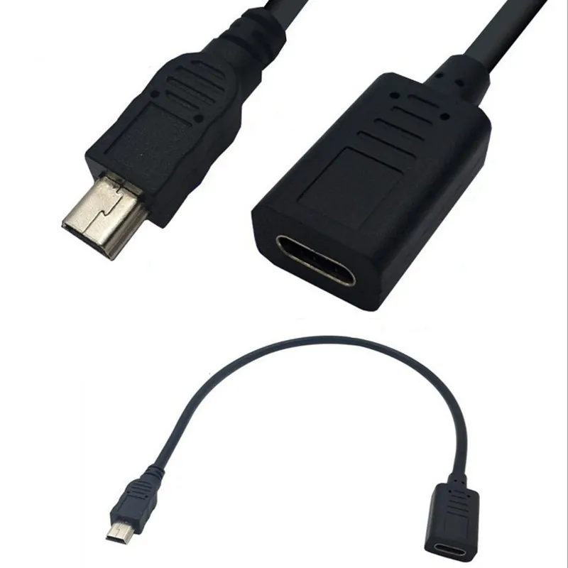 25 cm Mini USB 5 pines macho a USB2.0 tipo c hembra adaptador de datos de carga Cable adaptador - imagen 4
