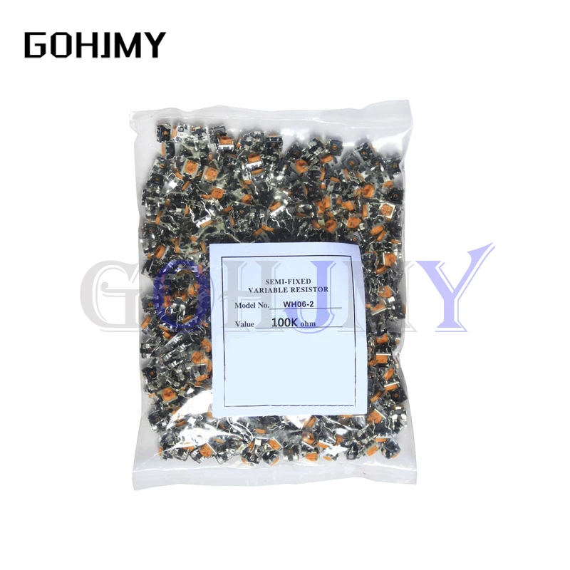 Potenciómetro recortador de 10 uds, 1K, 2K, 5K, 10K, 20K, 50K, 100K, 200K, 500K, 100K, 1M, 200, 500 ohm, resistencias variables WH06 - imagen 4