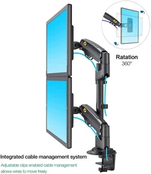 Soporte Doble Monitor NB H180 22"-32" Brazos Gas Ergonómico