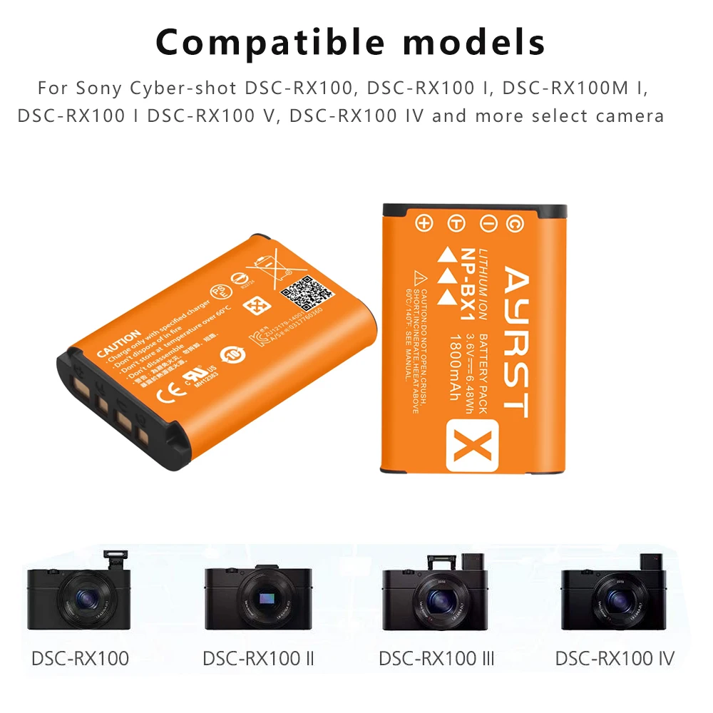 Batería de NP-BX1 NPBX1 de 1800mAh para cámara SONY Vlog, ZV-1, RX100VII, RX100IV, RX100III, RX1RII, HDR-AS200, AS300, FDR-X3000 - imagen 4