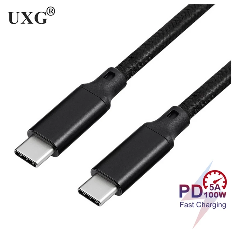Cable USB C a USB C de 0,2 m-5m, 100W, WOTOBE de largo, 10 pies, USB tipo C 5A E Mark, Cable trenzado de nailon de carga rápida, Compatible con VR - imagen 2