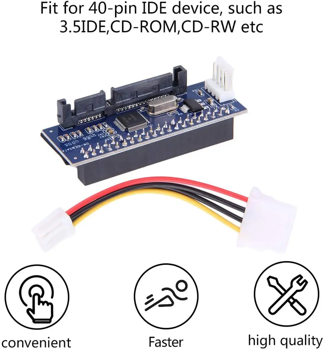 Adaptador convertidor hembra IDE/PATA de 40 pines a SATA PCBA para escritorio y unidad de disco duro de 3,5 "con Cable de datos SATA de 7 pines - imagen 5