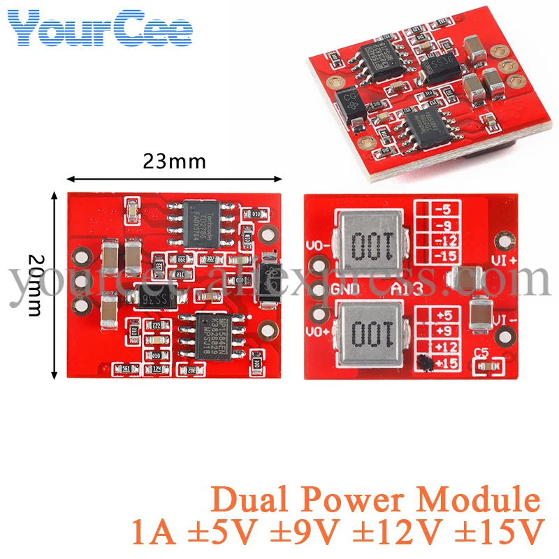 5 uds/1 unidad DC-DC Dual módulo de fuente de alimentación reductor 300mA 1A Dual 5V 9V 12V 15V salida ± 5V ±9V ±12V ±15V - imagen 3