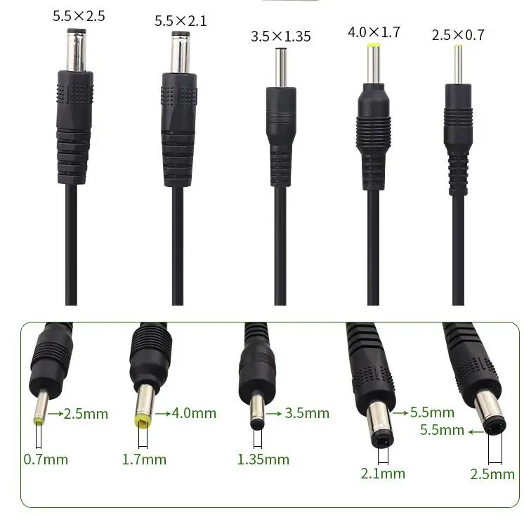 USB A macho a DC 2,5*0,7 3,5*1,35 4,0*1,7 5,5*2,1 5,5*2,5mm enchufe de alimentación Jack tipo A cable de extensión cables conectores - imagen 4