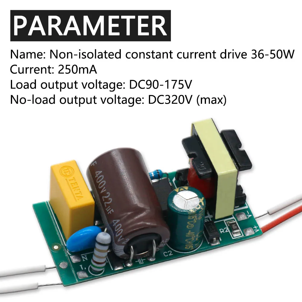 Controlador de corriente constante no aislado LED 36-50W 250mA fuente de alimentación LED unidad adaptable DC90-175V transformadores controlador para LED - imagen 4