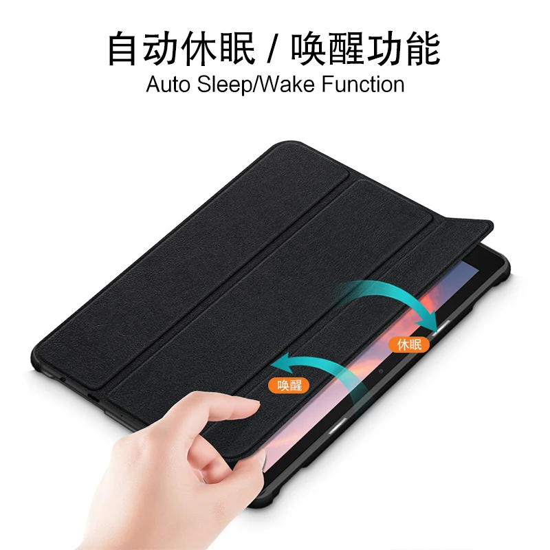 HUWEI-funda inteligente para tableta Amazon Kindle Fire HD 10 HD10 Plus 2021, 10,1 pulgadas, funda de cuero PU con soporte triple plegable, T76N2B T76N2P - imagen 3