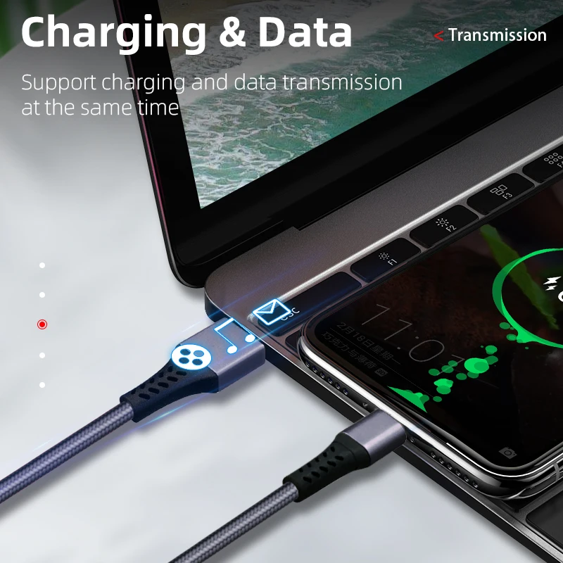 AUFU-Cable Micro USB trenzado de 1m/2m, Cargador USB de sincronización de datos para Samsung S7, HTC, LG, Huawei, Xiaomi, Cables de carga para teléfono Android - imagen 5