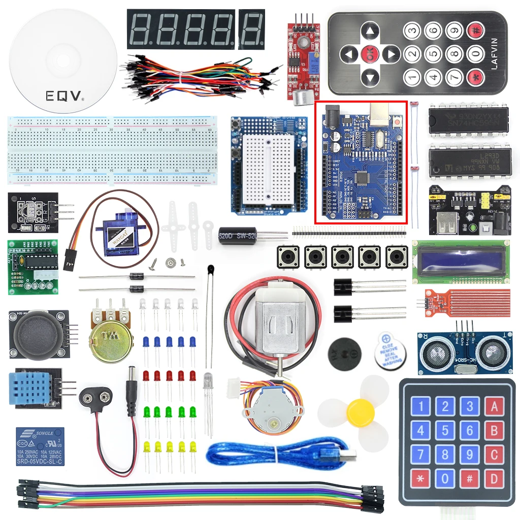 EQV Super Starter Kit para Arduino UNO R3 - Uno R3 Placa de pruebas/Motor paso a paso/Servo SG90/1602 LCD/cable de puente/Tutorial de CD - imagen 2
