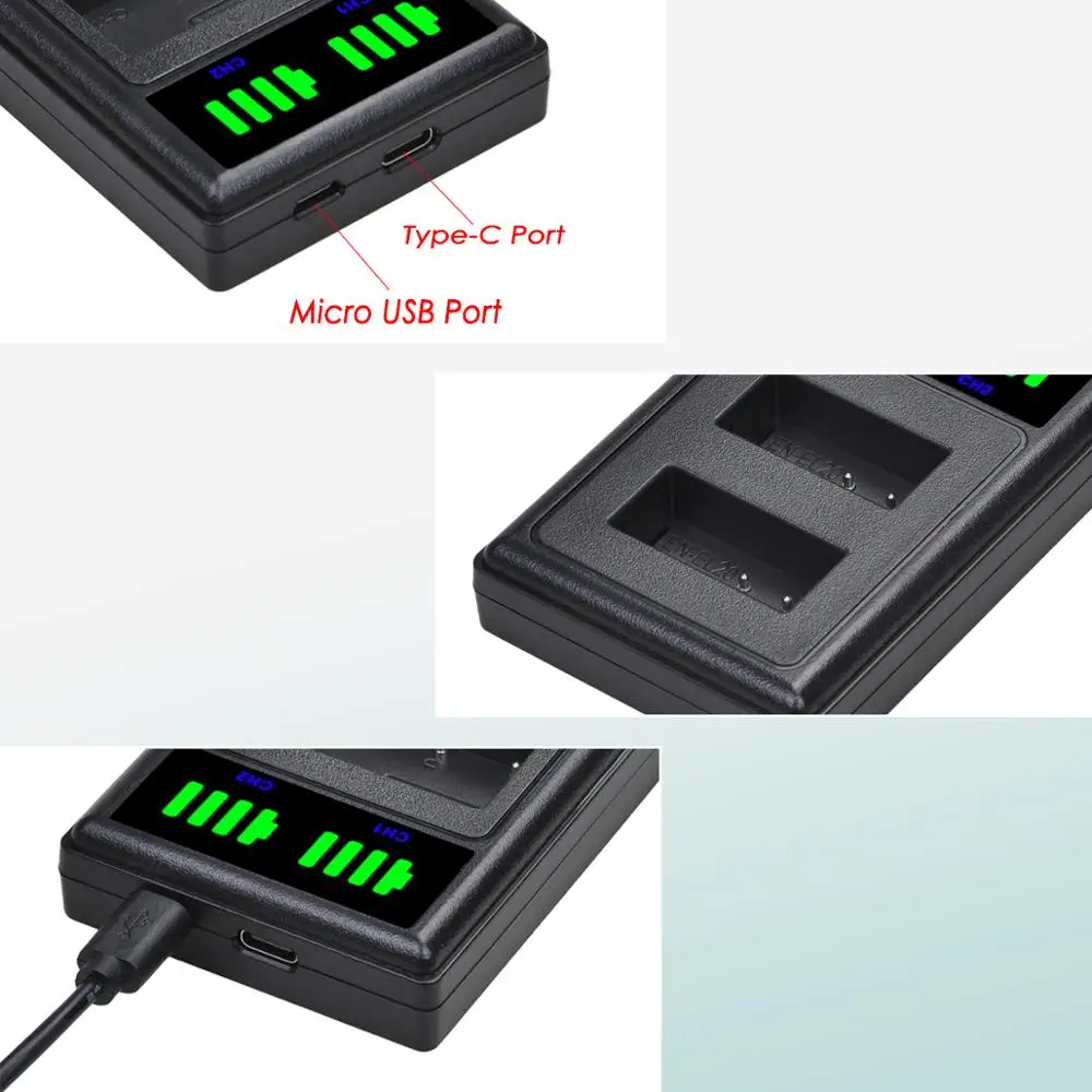 Batería Batmax EN-EL20 EL20 + cargador Dual LED con puerto tipo C para Nikon EN-EL20a Coolpix P1000 P950 Nikon1 J1, J2, J3 Nikon1 AW1 - imagen 5