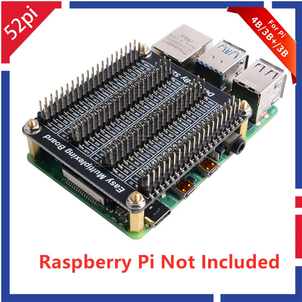 Placa de expansión 52Pi para Raspberry PI GPIO, placa de pruebas, multiplexación fácil, una a cuatro con tornillo para Raspberry Pi