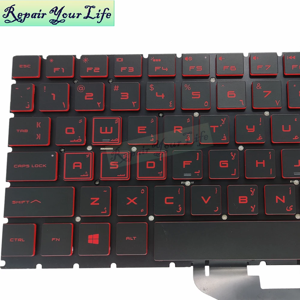 Teclado retroiluminado para HP OMEN 15 DC dc0002tx AR, diseño árabe, negro, teclas Rojas, NSK XP1BQ, piezas de ordenador portátil originales, nueva venta - imagen 5