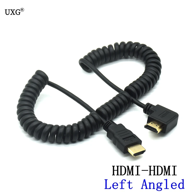 Resorte en espiral elástico HDMI macho a macho V1.4 1080P 3D, rizo de cobre puro Flexible, compatible con HDMI, Cable en ángulo izquierdo y derecho - imagen 3