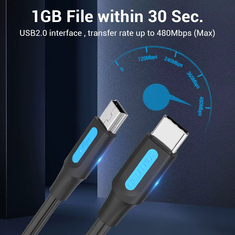 Vention Cable USB-C a Mini USB para Cámaras y Dispositivos - imagen 2