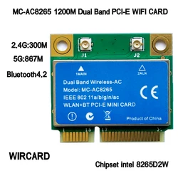 Tarjeta WiFi PCIe AC8265 Doble Banda 2.4/5 GHz Bluetooth 4.2