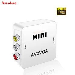 Mini Convertidor RCA AV a VGA 1080p con audio 3.5mm