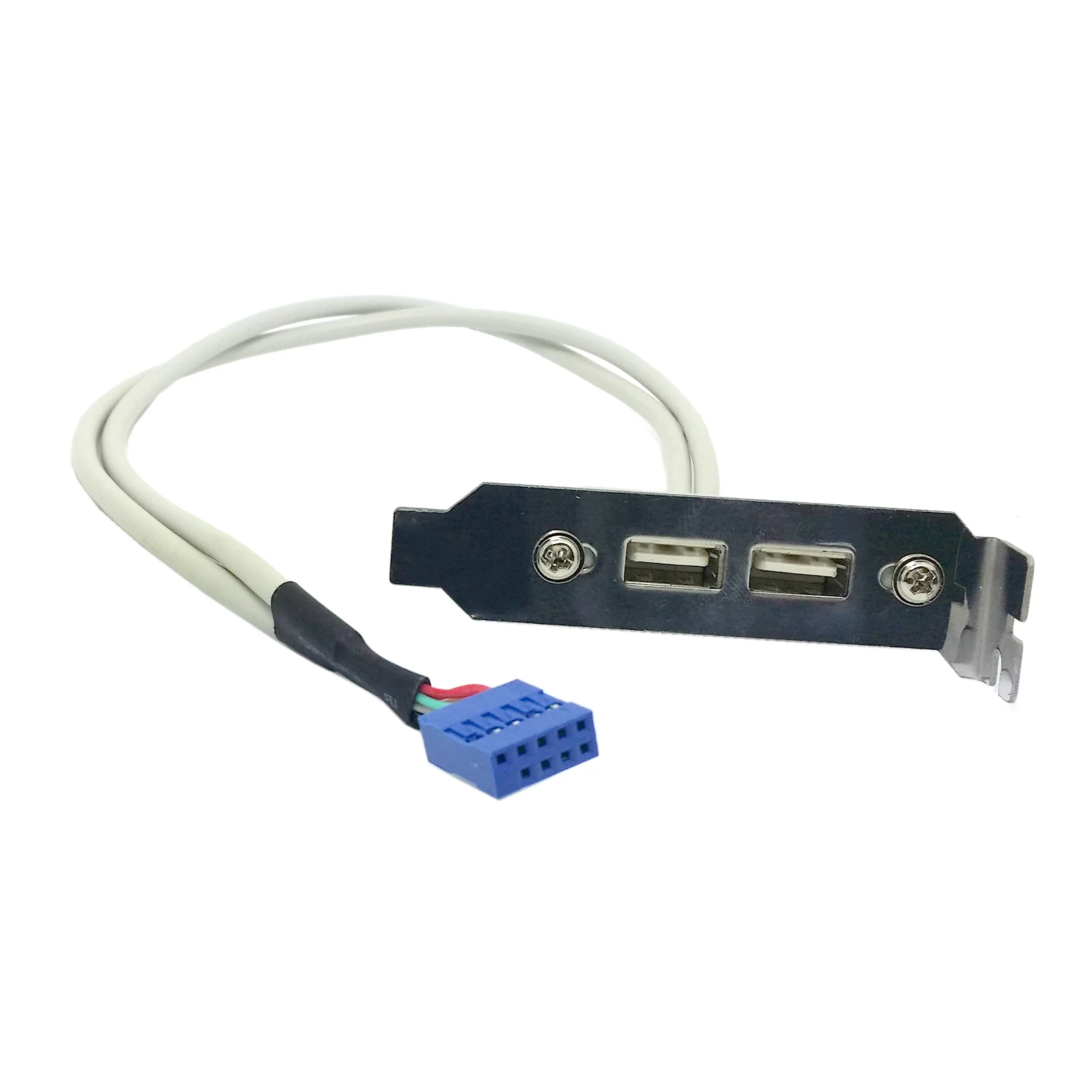 Panel trasero USB 2,0 tipo A hembra A placa base, Cable de 9 pines, 30cm con perfil bajo, 8cm de altura, soporte PCI blanco - imagen 4