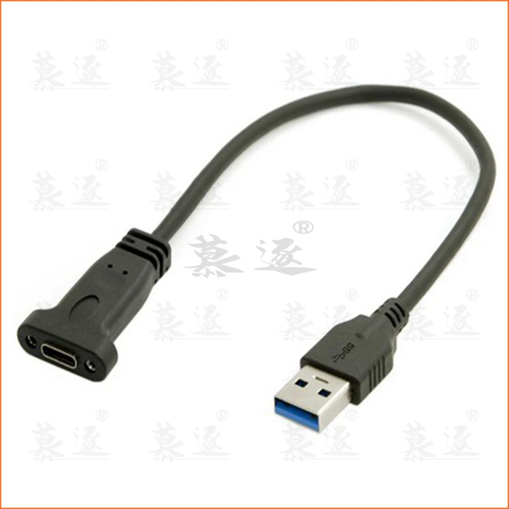 0,2 M USB 3,0 A macho a USB 3,1 tipo C tipo c USB-C hembra HDD Cable de conexión de datos de carga 20 cm con orificio para tornillo de montaje en Panel - imagen 5