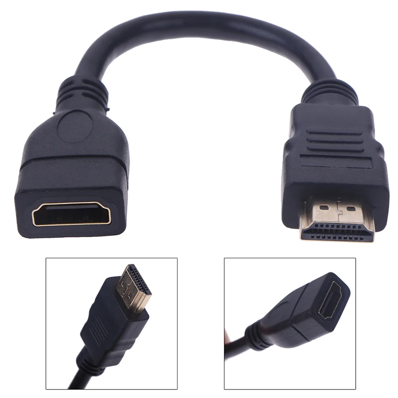 Cable de 50cm HDTV tipo A macho A hdmi hembra, extensión, conector dorado