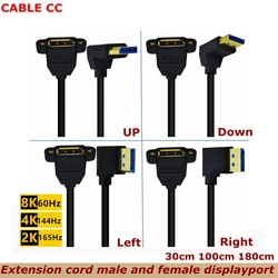 Cable DisplayPort 1.4 8K 60Hz Macho-Hembra 90° Panel