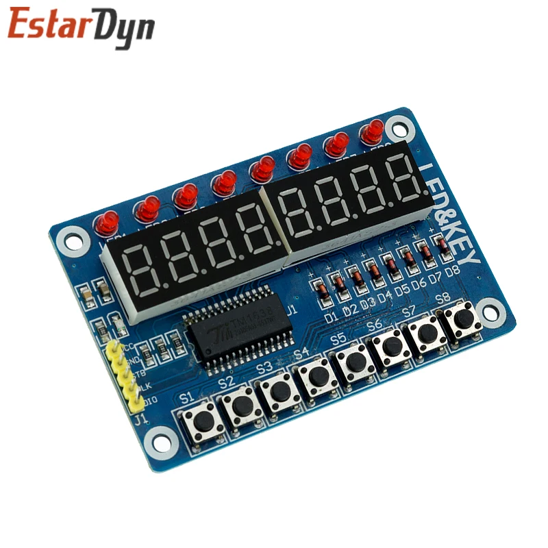 Pantalla de llave de módulo TM1638 para AVR Arduino, nuevo tubo LED Digital de 8 bits - imagen 5