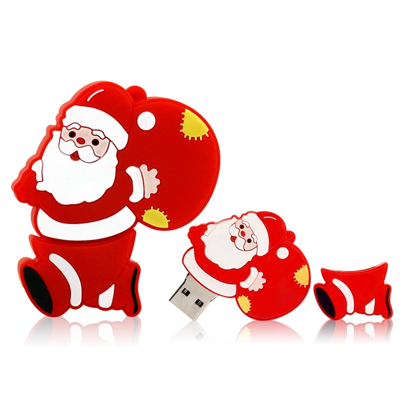 Unidad Flash USB, Pendrive de dibujos animados de Papá Noel, árbol de Navidad, alce, ciervo, 4GB, 8GB, 16GB, 32G, 64GB, regalo de Navidad - imagen 2