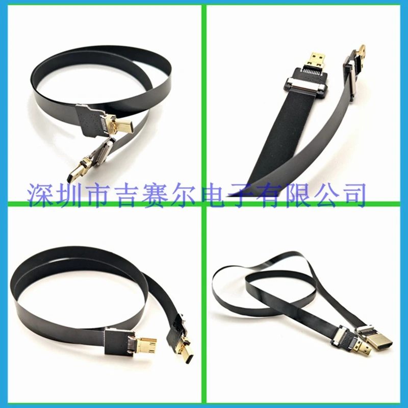 FPV Micro HDMI compatible Mini HD-cable adaptador de 90 grados 5cm-100cm cinta FPC Cable plano HDTV paso conector de clavija de 20 pines - imagen 2