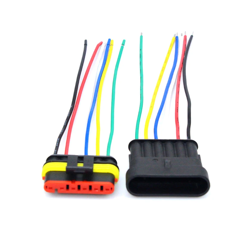 Conector eléctrico automático impermeable, enchufe macho y hembra con Cable de 10CM para coche y motocicleta, AMP 1P, 2P, 3P, 4P, 5P, 6P Way, 1 Juego - imagen 4