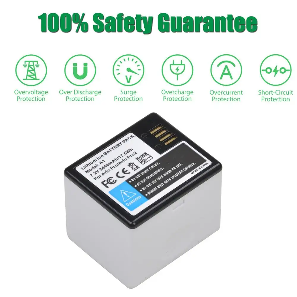 Batería de piezas de 2440mAh para Arlo pro, Arlo pro 2, Arlo A1/A1B VMA4400 VMS4230P, 1 unidad - imagen 4