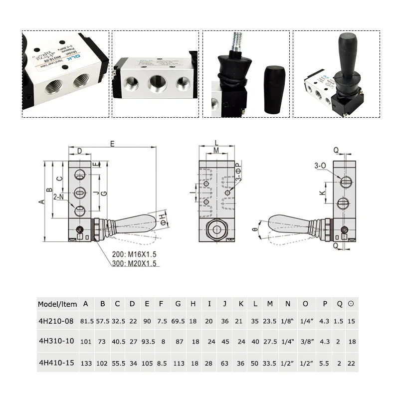 4H210-08/4H310-10/4H410-15 Válvula manual de aire de 2 posiciones y 5 puertos Válvula de control neumática Válvula de control operada por palanca manual de 5/2 vías - imagen 5