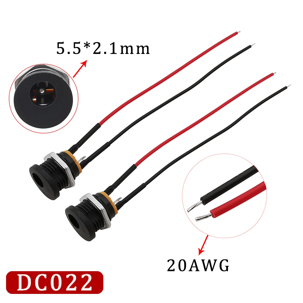 Conector hembra de carga para Panel de alimentación, 5 piezas, DC099/DC022/DC022B, 20AWG, 5,5x2,1mm, 10/15/20CM - imagen 5