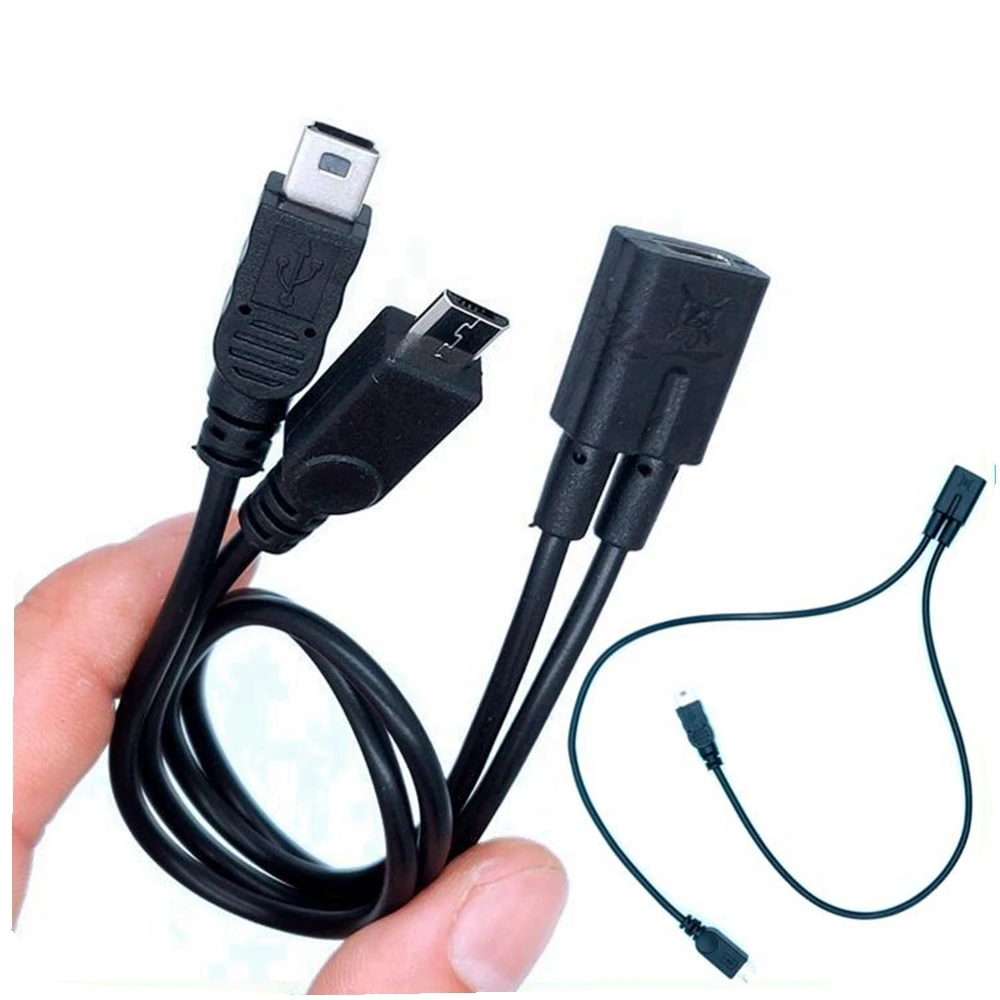 Cable divisor Mini USB 1 a 2, convertidor Micro USB macho de 5 pines hembra a macho, USB 2,0, Cable de carga de alta velocidad