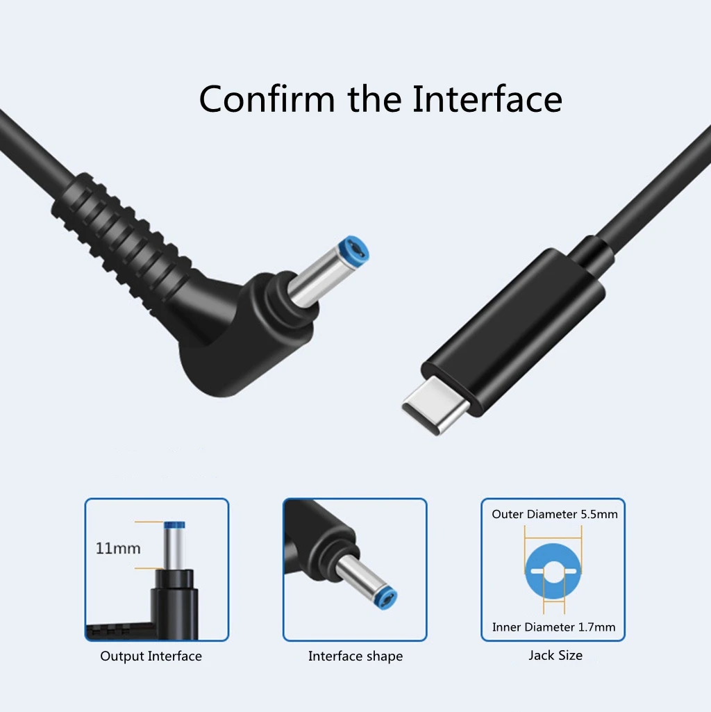 DC 5,5x1,7mm fuente de alimentación conector convertidor Cable 19V USB tipo C PD Cable de carga para Acer Aspire adaptador de ordenador portátil - imagen 3