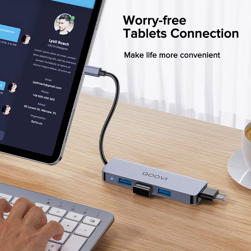 QOOVI Hub USB-C 4 en 1 – Adaptador MacBook iPad Huawei - imagen 4