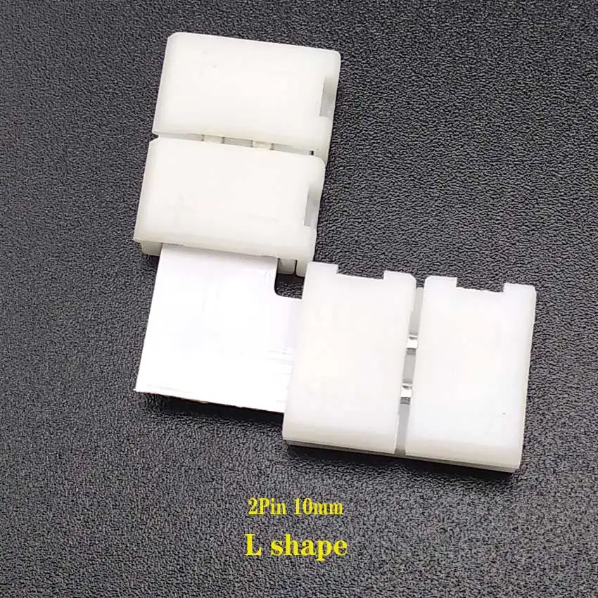 Conector de tira de luz LED en forma de L, 2 pines, 8mm/10mm, para conectar esquina, ángulo recto, 4 pines, 10mm, 5050 RGB, 3528, placa PCB sin soldadura - imagen 2
