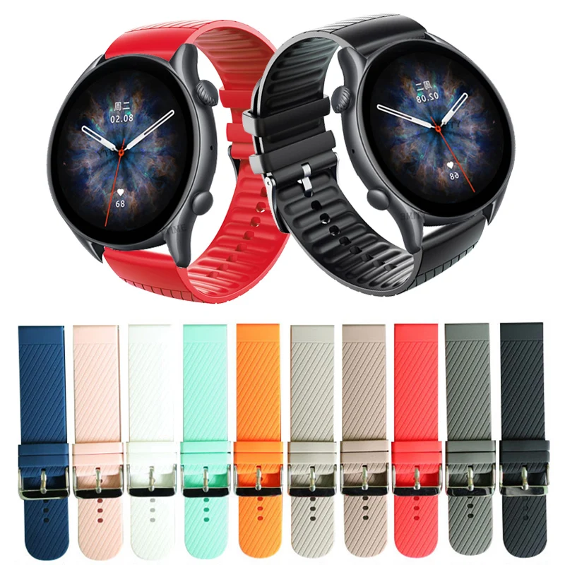Correa de silicona para Huami Amazfit GTR 3/GTR3 Pro, pulsera de estilo oficial para Amazfit GTR 2/ 2E/ 47mm/ Stratos 3 2