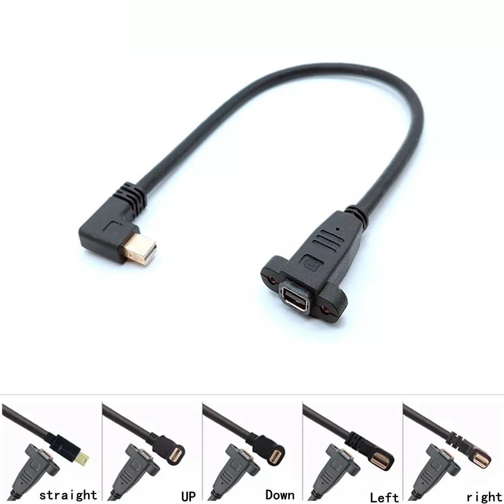 Thunderbolt 2 Mini DisplayPort macho a hembra 90 grados arriba, abajo, izquierda y derecha en ángulo con orificio para tornillo montaje en panel Mini - imagen 2