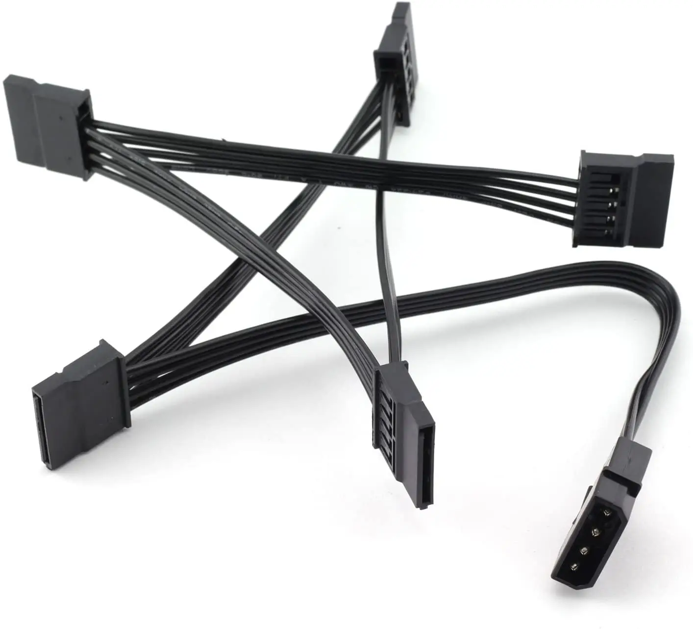 Molex 4 pines IDE 1 a 5 SATA 15 pines Cable divisor de fuente de alimentación de disco duro para PC DIY Sever alimentación de 4 pines a 15 pines 60CM - imagen 2